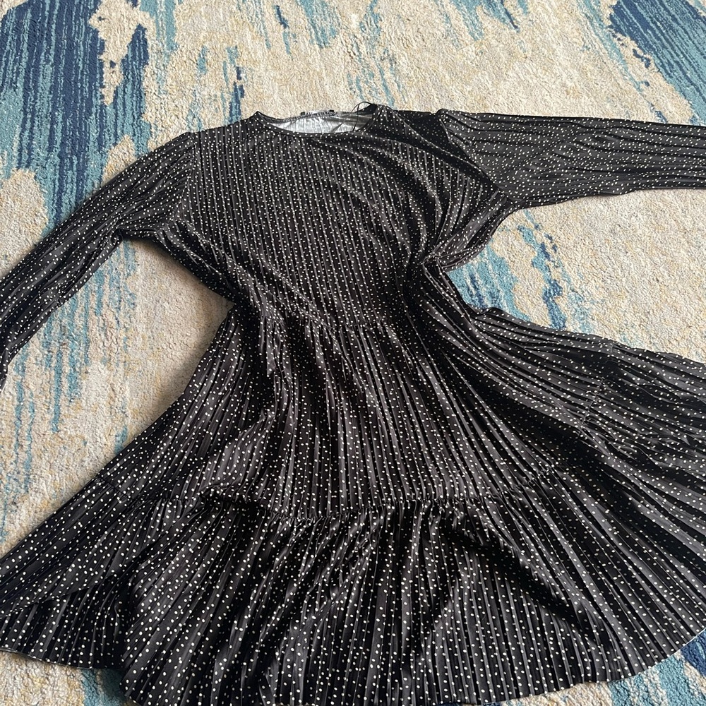 Zara Black Long Sleeve Dress with White Dots